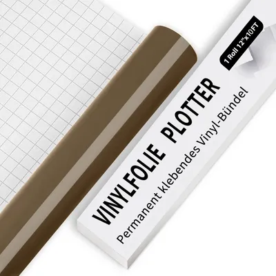 Imagen del producto de Película de vinilo adhesiva, color marrón brillante, de 30,5 x 305 cm, para plotter de corte