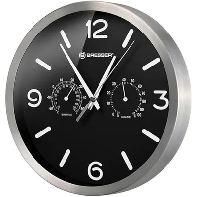 DCF-Wanduhr 25 cm mit Thermo-/Hygrometer, analog, rund