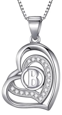 Produktbild von Morella® Damen Halskette Herz Buchstabe B 925 Silber rhodiniert mit Zirkoniasteinen weiß 46 cm