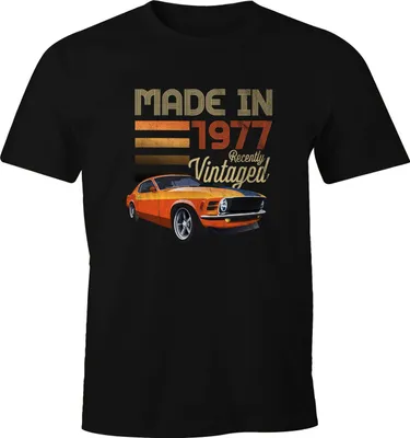 Produktbild von Herren T-Shirt Geburtstag Retro Vintage Oldtimer siebziger 70er Auto Fun-Shirt Moonworks® 1977 schwarz L
