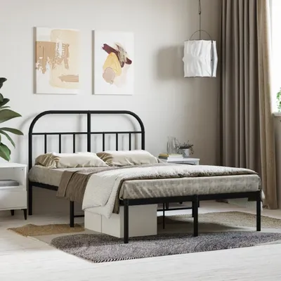 Obrázok produktu pre Maison Exclusive - Rám postele s čelom z kovu, čierny, 120 x 190 cm