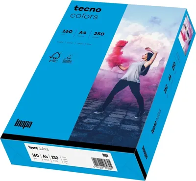 Produktbild von Multifunktionspapier tecno colors A4 160 g/qm VE=5x250 Blatt intensivblau