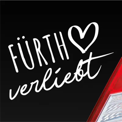 Produktbild von Auto Aufkleber Fürth verliebt Herz Stadt Heimat Liebe Car 19x10 cm Weiss Matt Sticker Heckscheibenaufkleber