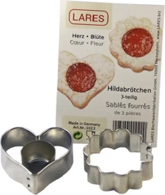 Produktbild von LARES Hildabrötchen Ausstecher Herz / Blüte 3er Set - 1022