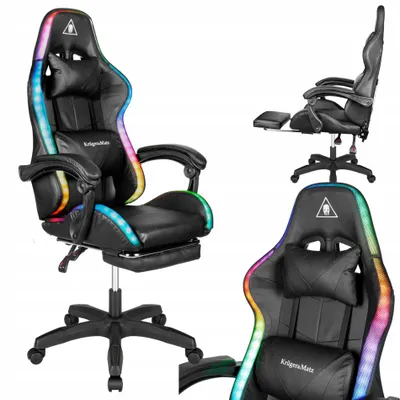 Immagine prodotto di Kruger&Matz KM0790 Sedia da gioco con poggiapiedi e retroilluminazione LED RGB GX-150, nero