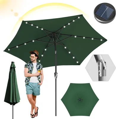 Produktbild von Izrielar Sonnenschirm 2,7 m mit LED-Beleuchtung – Balkonschirm für Garten & Terrasse, grün