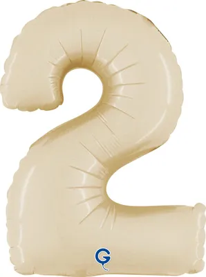 Produktbild von Mini Zahlen Folienballon 14"/36cm | Satin Cream Zahl: 2