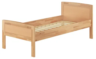 Produktbild von Seniorenbett Einzelbett Buchebett natur 90x200 Futonbett Zubehör wählbar V-60.72-09Federleisten
