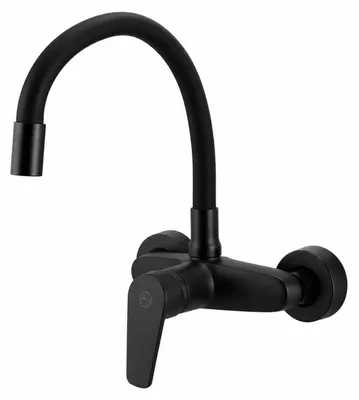 Productafbeelding van Keukenmengkraan, wandmontage, zwart, flexibele uitloop, Casa BL-1301-CS, Aquanello