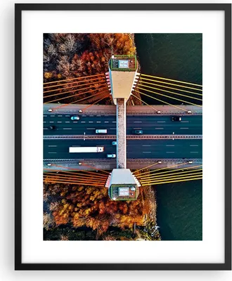 Produktbild von Gerahmtes Poster - Schwarzer Rahmen - Brücke Siekierkowski Warschau - 40x50 cm - Wand Bild - Wanddeko - Wandbilder - Kunstposter - Wandposter - Bilderrahmen - Bilder - Kunstdruck - P2BPA40x50-4663
