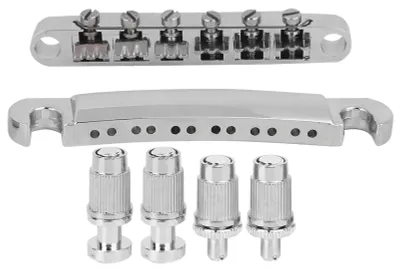 Produktbild von Komplettes Set für E-Gitarrenbrücken, 12-saitige Gitarren aus Zinklegierung, silberfarben, Zubehör