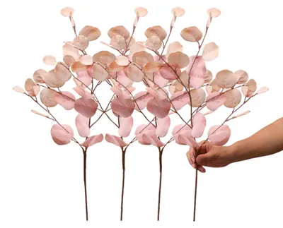 Künstliche Eukalyptus-Zweige, 86 cm, 4 Stück, Herbstdeko (Rosa)