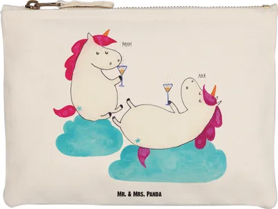 Produktbild von Mr. & Mrs. Panda Kulturbeutel Einhorn Sekt Größe M - Weiß - Geschenk, Mädelsabend, Schminktasche, Spaß, Einhörner, Unicorn, Pouch, Mäppchen, BFF, Federtasche