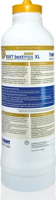 A product shot of a BWT water filter cartridge.