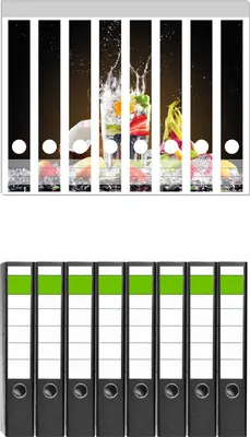 Produktbild von Wallario 8 Stück schmale Ordner inkl. Klebeetiketten mit Motive Tropische Früchte in einem erfrischenden Drink -  Set mit Rückenschildern / Ordnerrücken Stickern