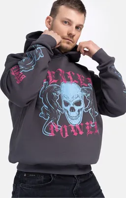 Produktbild von Herren Kapuzensweatshirt Oversize PANTERA HD Anthracite/Magenta/Sky Blue S BENLEE