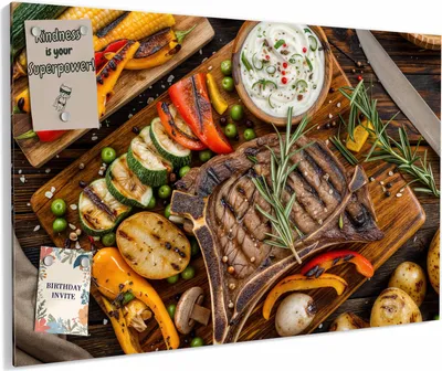 Produktbild von Magnettafel 90x60cm magnetisch & beschreibbar Metall-Board - Grillmahlzeit