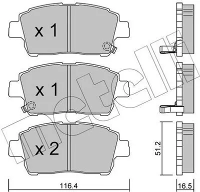 Produktbild von METELLI Bremsbeläge Satz Vorne Bremsklötze für TOYOTA Yaris Schrägheck (P1) 22-0423-0