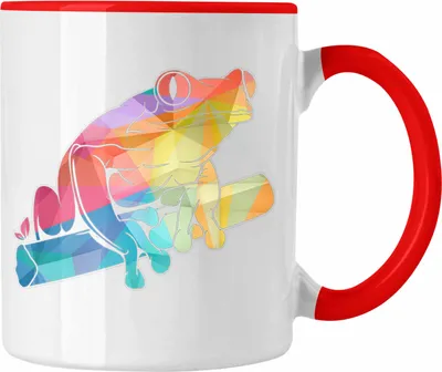 Produktbild von Trendation - Frosch Tasse Geschenk Polygon Grafik Frösche Grafik (Rot)
