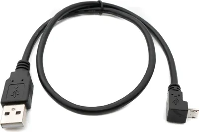 Produktbild von SYSTEM-S USB 2.0 Kabel 50 cm Typ A Stecker zu Micro B Stecker Winkel in Schwarz
