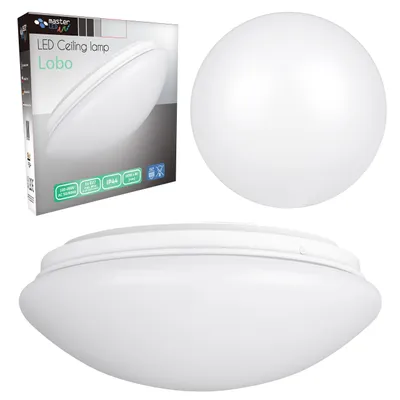 Zdjęcie produktu dla Oświetlenie sufitowe LED E27, IP44, 26 cm, okrągłe, białe, do łazienki, kuchni i przedpokoju, LOBO