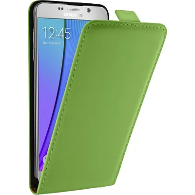 Produktbild von PhoneNatic Kunst-Lederhülle kompatibel mit Samsung Galaxy Note 5 - Flip-Case grün + 2 Schutzfolien