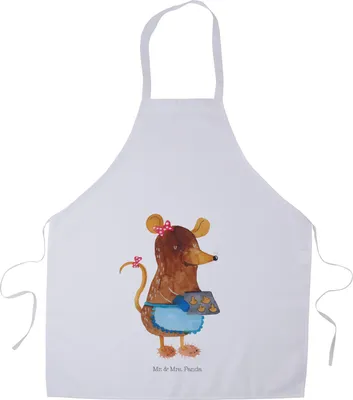 Produktbild von Mr. & Mrs. Panda Kochschürze Maus Kekse - Weiß - Geschenk, Grillschürze, Weihnachtsbäckerei, Grill Schürze, Winter, Weihnachten, Bäckerschürze, Küchenschürze, Plätzchen