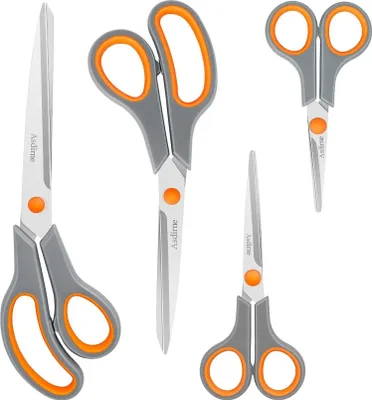 Produktbild von Asdirne Edelstahlscheren-Set, 4 Stück, Orange, verschiedene Größen