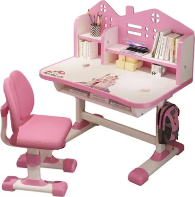 Immagine prodotto di Set da scrivania, design ergonomico, regolabile in altezza, rosa
