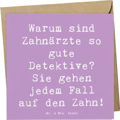 Produktbild von Mr. & Mrs. Panda Grußkarte Spruch Zahnarzt Detektiv - Lavendeltraum - Geschenk, Klappkarte, Witz, doppelkarte, Berufsliebe, Zahnmedizin, handgefertigte Geschenke, Beruf