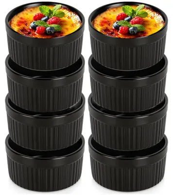 Produktbild von Vilde | Auflaufförmchen Porzellan Schwarz - 8er Set - Souffle Förmchen 260 ml