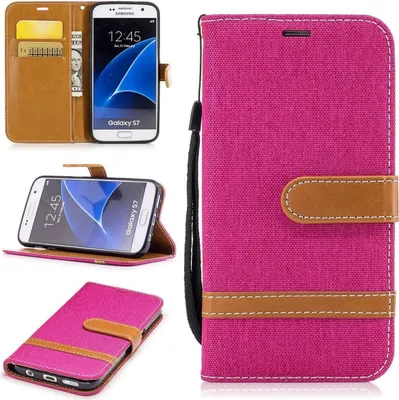 Produktbild von Tasche für Samsung Galaxy S7 Jeans Cover Handy Schutz Hülle Case Pink