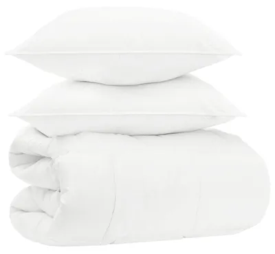 Image de Ensemble de literie vidaXL blanc 220 x 240 cm en coton, bambou et polyester