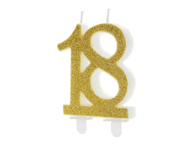 Produktbild von Świeczka urodzinowa 18 złota 7.5cm