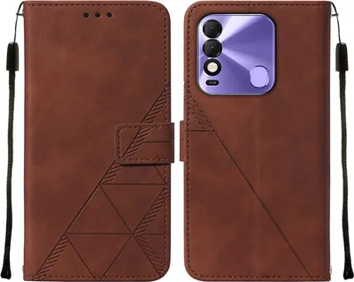 Obrázek produktu pro Flipové kožené pouzdro pro Tecno Spark 8 KG6 peněženkový design pouzdro s embosováním, držákem karet a stojánkem Hnědý