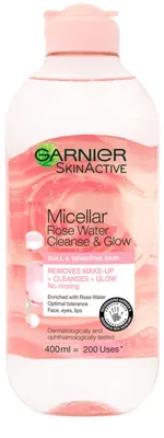 Zdjęcie produktu dla Garnier, Rose Glow, Eliminates Impurities, Micellar Water, For All Skin Types, 400 ml