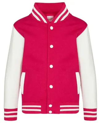 Produktbild von Awdis - Varsity-Jacke (US-College-Stil) für Kinder LT3260 (116) (Leuchtend Pink/Weiß)
