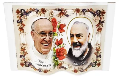 Buchornament Papst Franziskus & Hl. Padre Pio, 15x10 cm