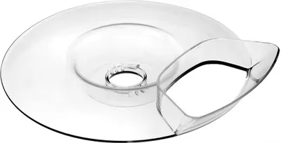 A clear plastic lid for a kitchen appliance, shown from a slightly elevated angle against a white background.
