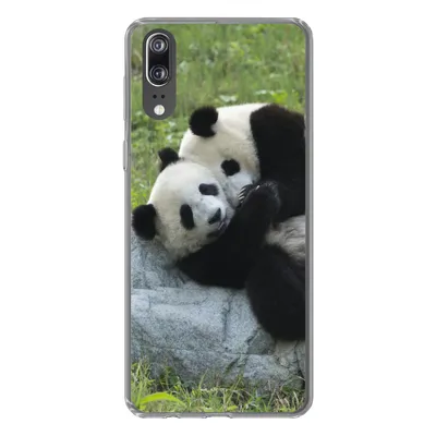 Produktbild von MuchoWow® Handyhülle Schutzhülle Hülle für Huawei P20 Pandas - Gras - Stein Silikon Softcase Handy Hülle - Hardcover