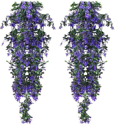 Immagine prodotto di Fiori artificiali da appendere, 2 pezzi in plastica viola per decorazione