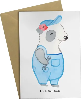 Produktbild von Mr. & Mrs. Panda Grußkarte Mechatronikerin für Kältetechnik Herz - Weiß - Geschenk, Gesellenprüfung, weihnachtskarten, valentinstagskarte, glückwunschkarten, Werkstatt