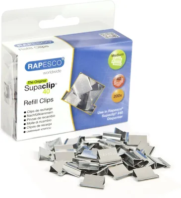 Obrázek produktu pro RAPESCO  CP20040S RAPESCO Dokumentenclips Supaclip 40, Edelstahl, 200 Stück