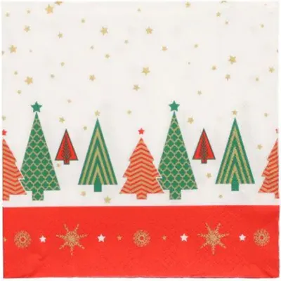 Obrázek produktu pro Papstar Vánoční stromky třívrstvé ubrousky 33 x 33 cm 100 kusů