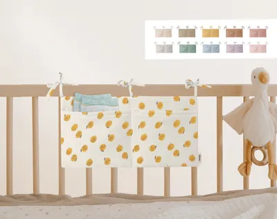 Produktbild von Babybett Organizer Tasche Aufbewahrung aus Musselin Farbe Lemons