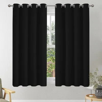 Obrázek produktu pro Zatemňovací závěsy, sada 2 kusů, výška 137 cm, šířka 117 cm, barva: černá