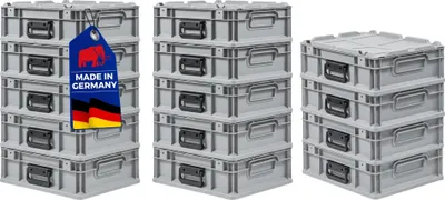 Produktbild von SuperSparSet 14x Eurobox NextGen Portable  Germany | HxBxT 13,5x30x40cm | 11 Liter | Grau | Eurobehälter, Transportbox, Transportbehälter, Stapelbehälter