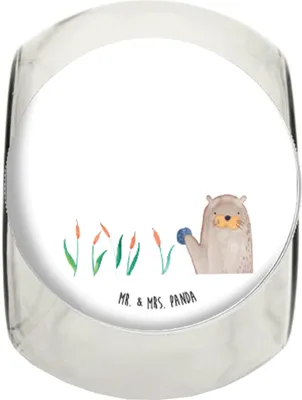 Produktbild von Mr. & Mrs. Panda Kaffeedose Otter Stein L 870ml - Weiß - Geschenk, schraubglas, Munter, Vorratsglas, Seeotter, Grüßen, keksdose glas, Pflanzen, See, Vorratsdose, Teedose