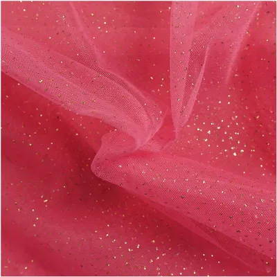 Tüll mit Glitzer Kostümstoff Fasching Royal Tüll 1 x 1,5 m 014 - pink / gold