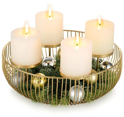 Metall-Adventskranz Gold, rund, 30 cm, für 4 Kerzen